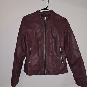 Me Jane Dark Red Faux Leather Jacket